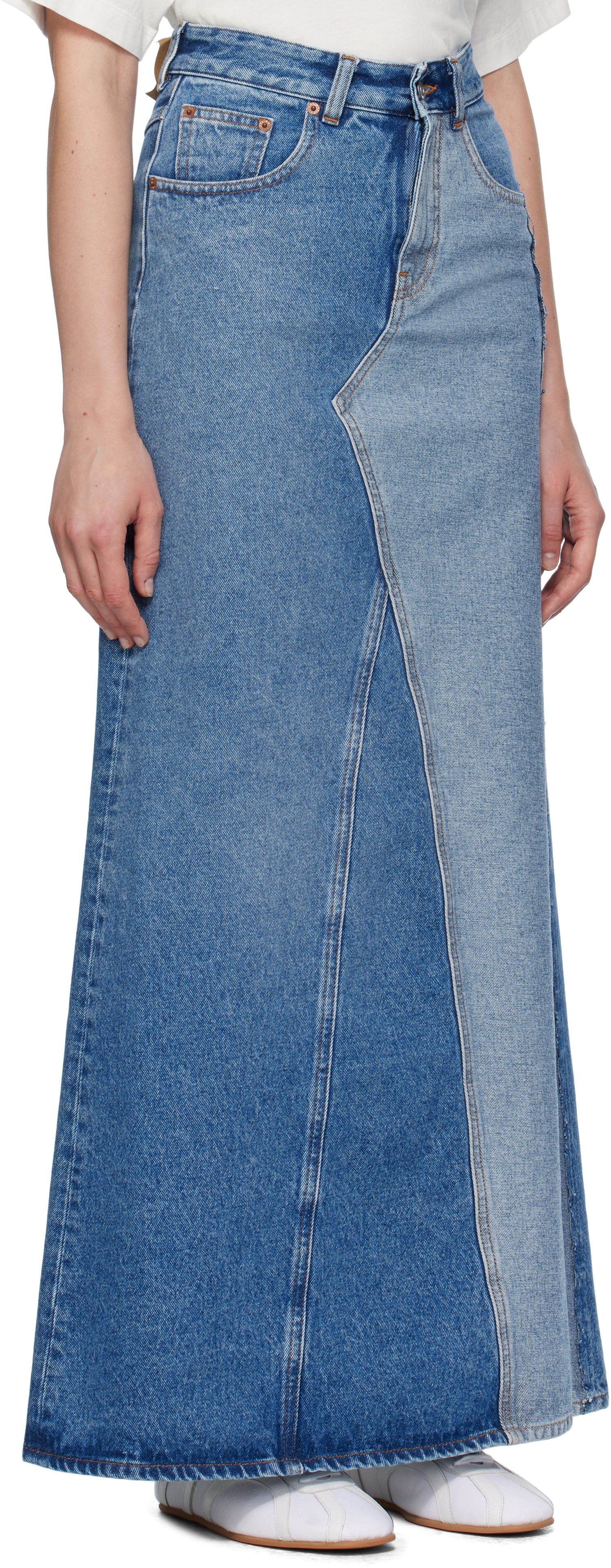 Пола Maison Margiela MM6 Maison Margiela Faded Denim Maxi Skirt Синьо | S52MI0025 M30018, 1
