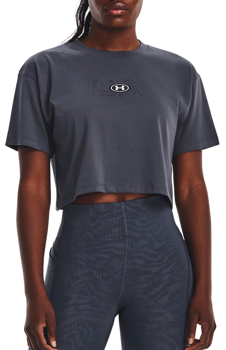 Съкратен топ Under Armour Branded Logo Crop Tee Сиво | 1376751-044, 0