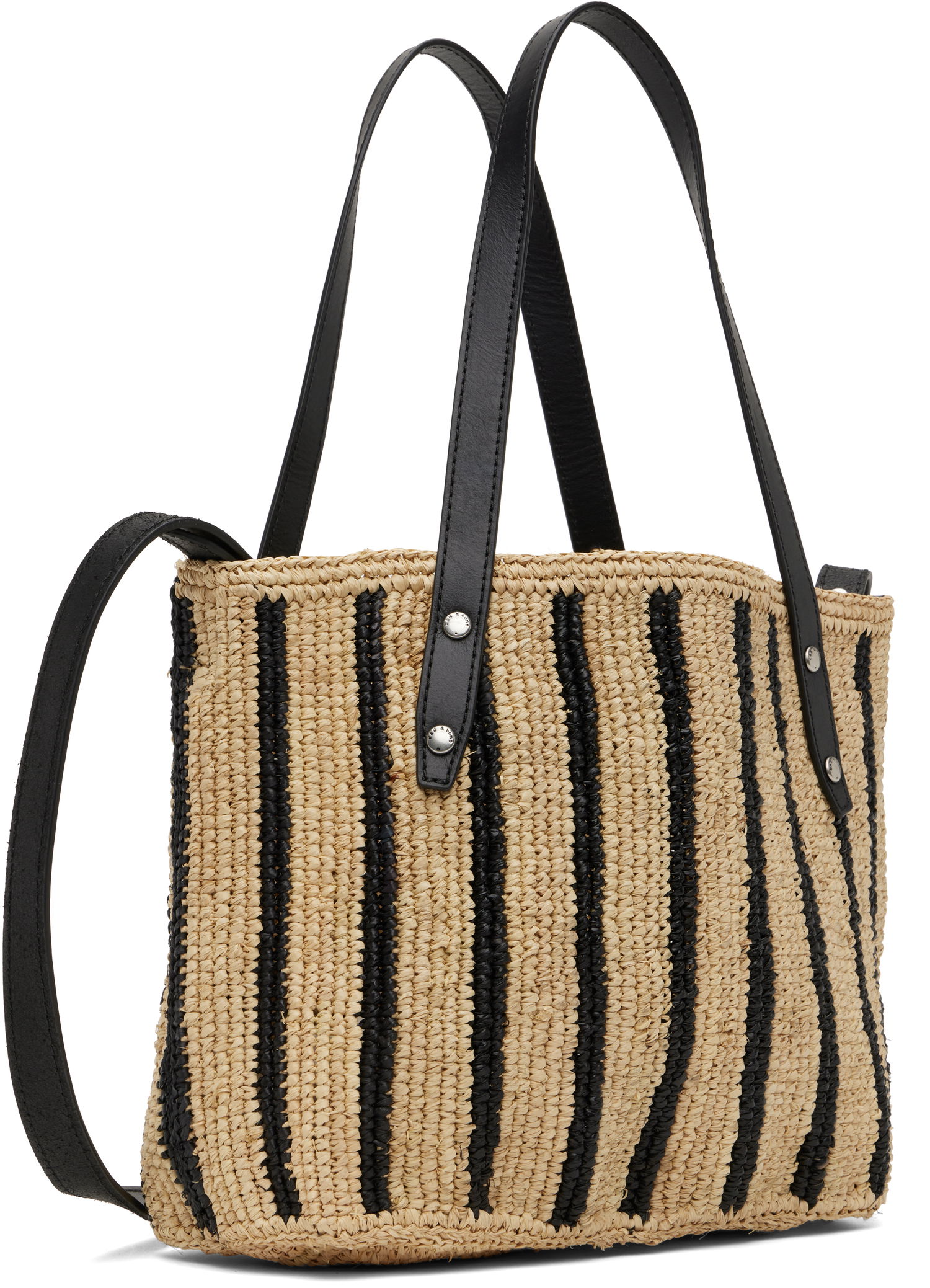 Голяма пазарска чанта rag & bone Rag & Bone Small Striped Straw Tote Бежово | ST100522, 1