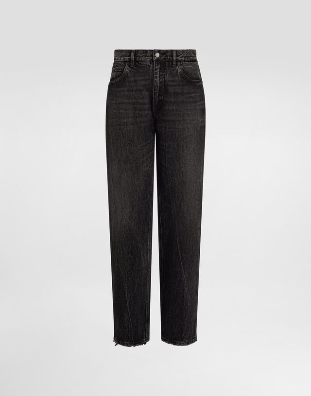 Dolce & Gabbana Oversize Cotton Jeans With Embroidered Logo