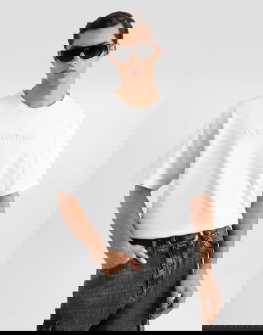 Тениска Dolce & Gabbana Embossed Logo Cotton T-shirt Бяло | G8PN9ZHU7H8W0800, 3