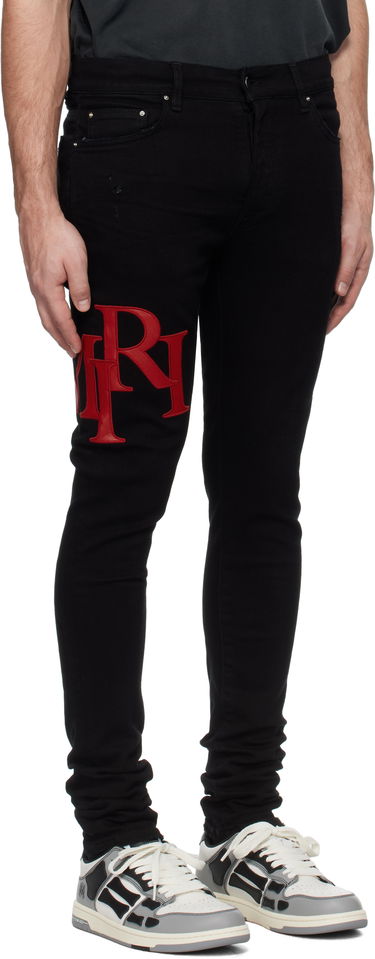 Дънки AMIRI Skinny Jeans With Staggered Logo Черно | AMDNSY1114, 1