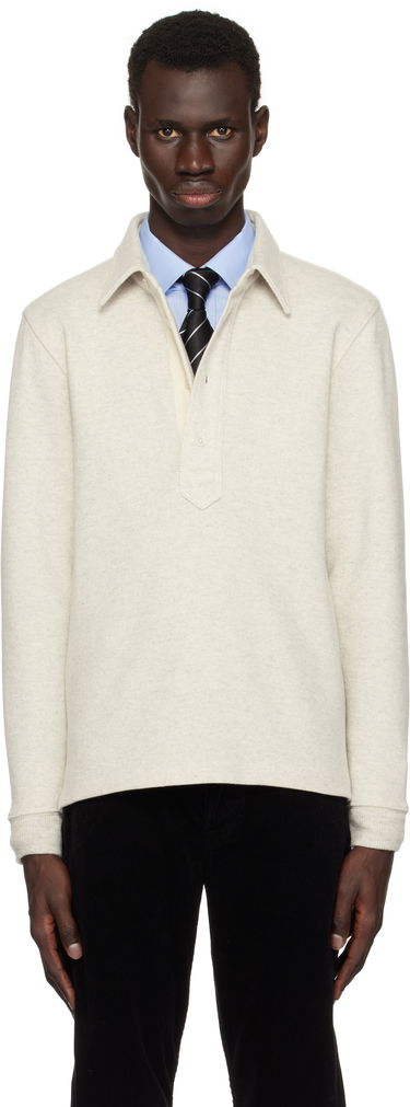 Пуловер Tom Ford TOM FORD Cotton Blend Rugby Polo Бежово | JPL017-JMC049S25, 0
