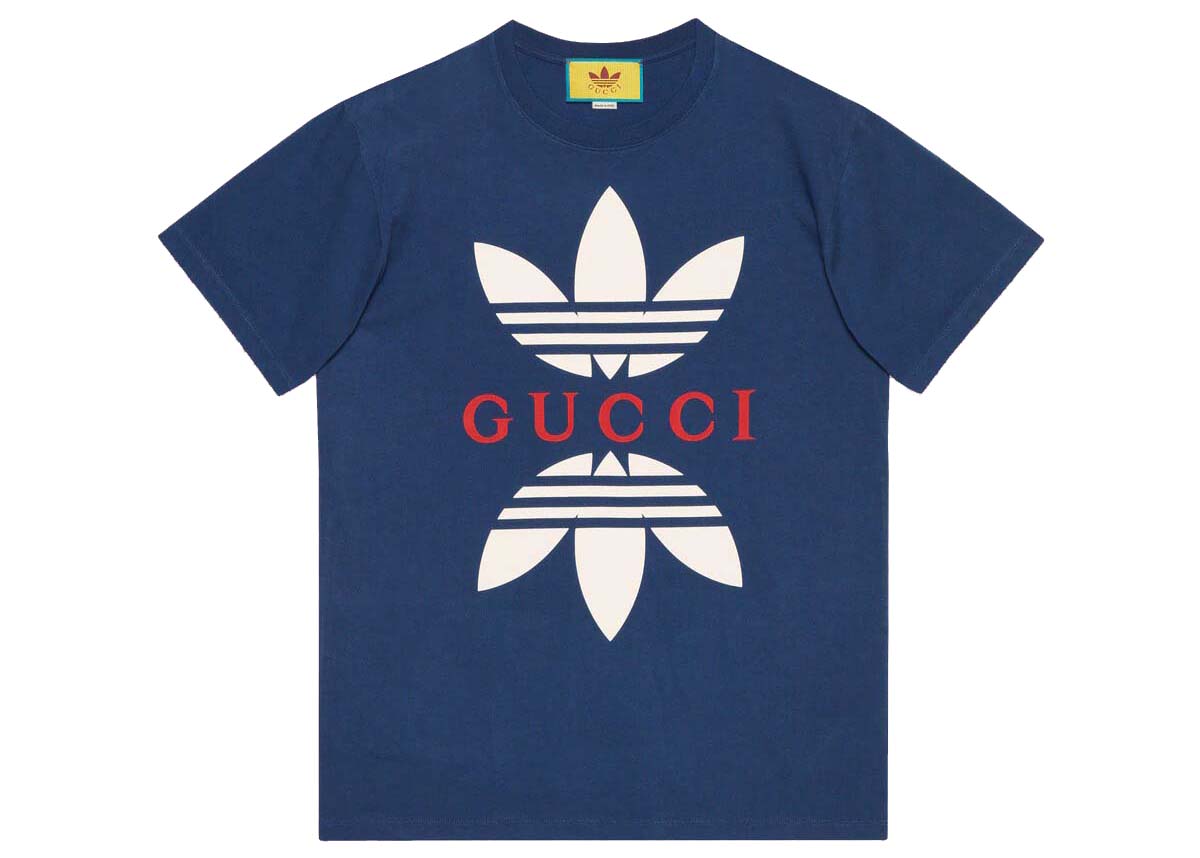 Тениска Gucci adidas x Cotton Jersey T-Shirt Тъмно синьо | 548334 XJEMJ 4622, 0