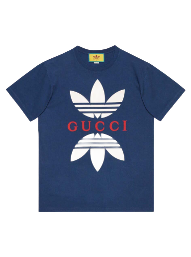 Тениска Gucci adidas x Cotton Jersey T-Shirt Тъмно синьо | 548334 XJEMJ 4622