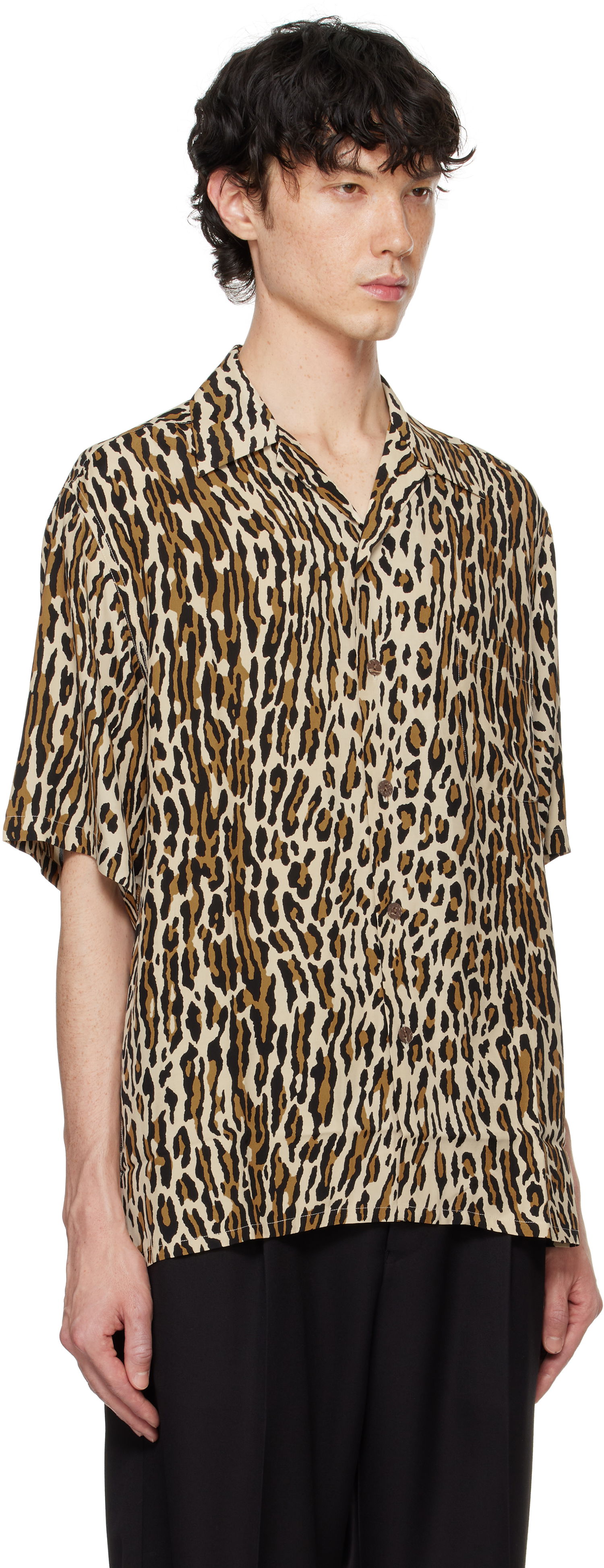 Риза WACKO MARIA WACKO MARIA Leopard Print Shirt Бежово | 24FWE-WMS-HI01, 1
