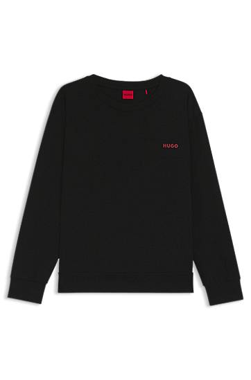 Пижама BOSS Stretch-cotton pyjama top with logo print Черно | 50555632