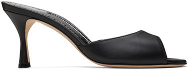 Аксесоари Manolo Blahnik Manolo Blahnik Jadarona Leather Heeled Mules Черно | 121-1461, 0