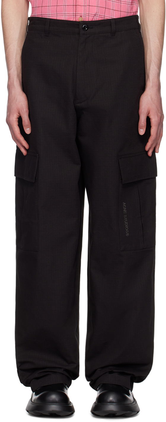 Black Embroidered Cargo Pants