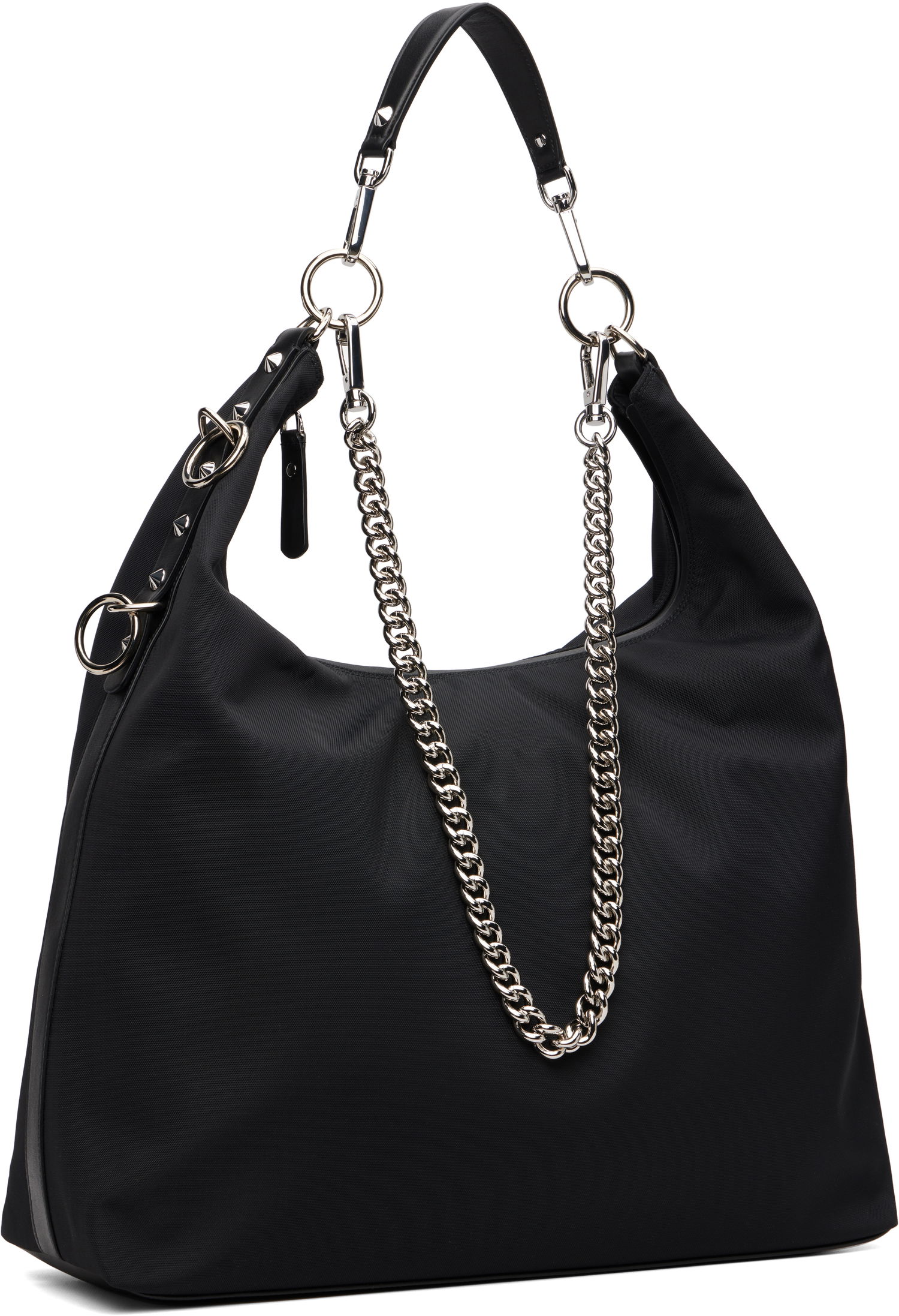 Дамска чанта R13 Large Nylon Hobo Bag with Chain Черно | R13WA063-A010, 1