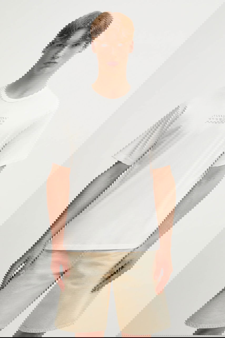 Тениска Maison Margiela Cotton T-Shirt with MM6 Maison Margiela Numerical Label Print Бяло | SH0GC0057.S24312.101, 0