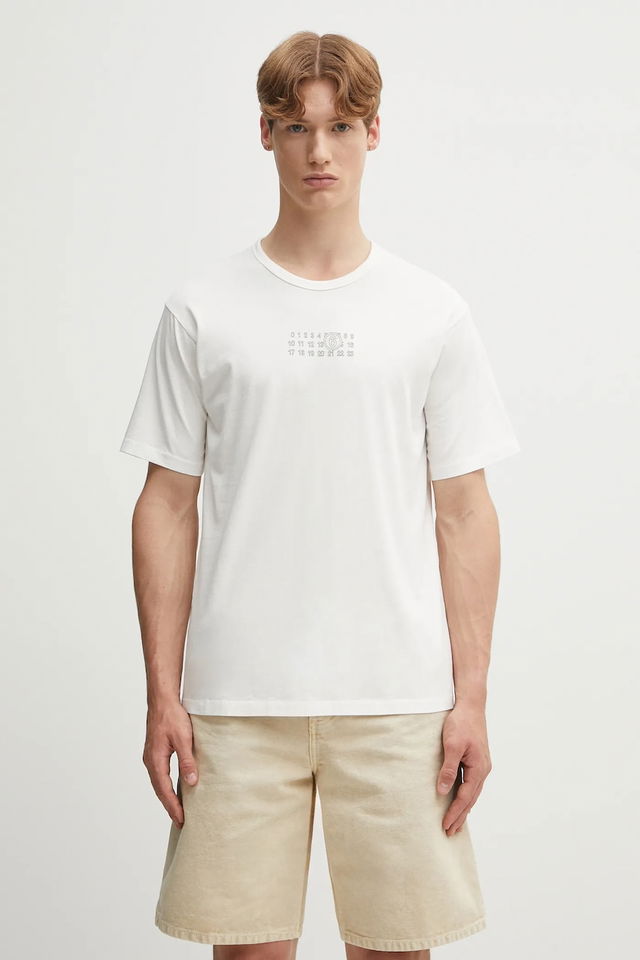 Cotton T-Shirt with MM6 Maison Margiela Numerical Label Print
