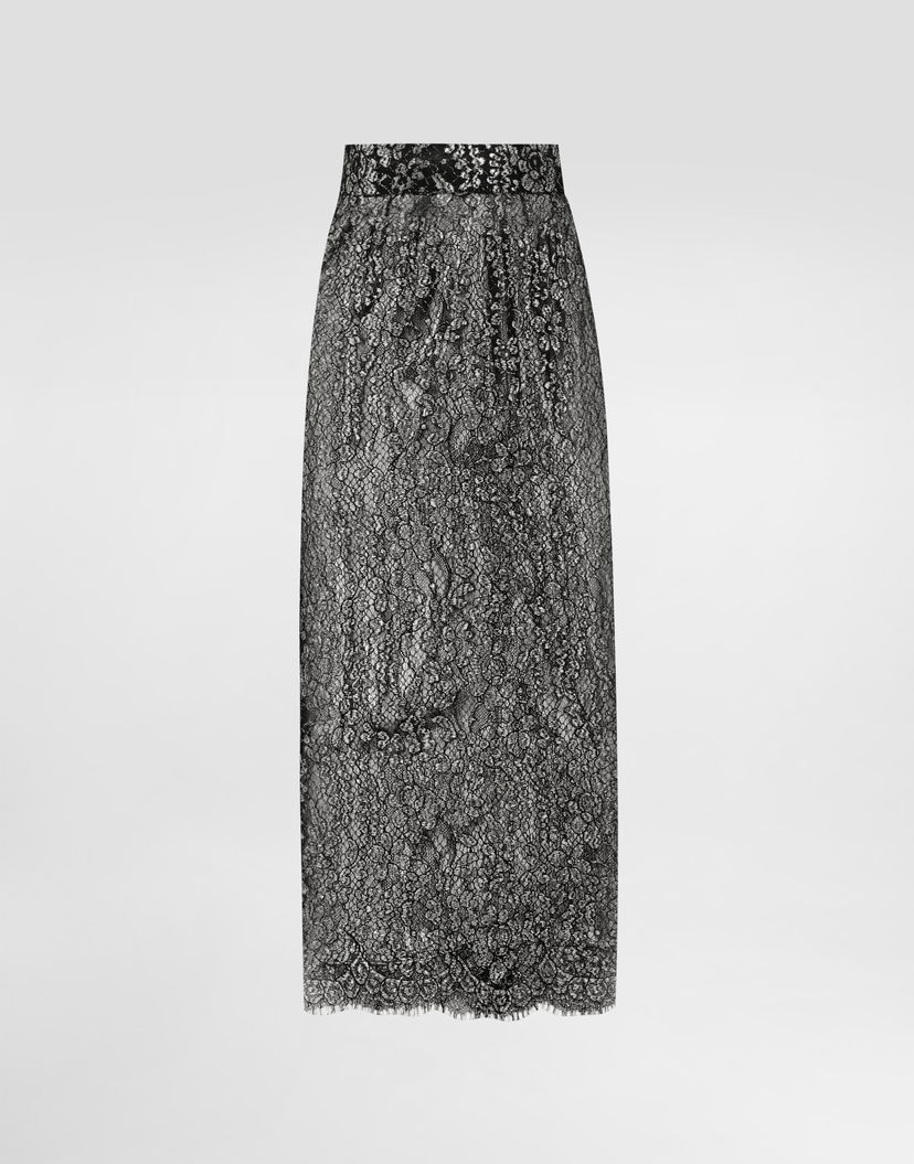 Пола Dolce & Gabbana Lamé Lace Long Skirt Черно | F4B7ITILMCFS0998
