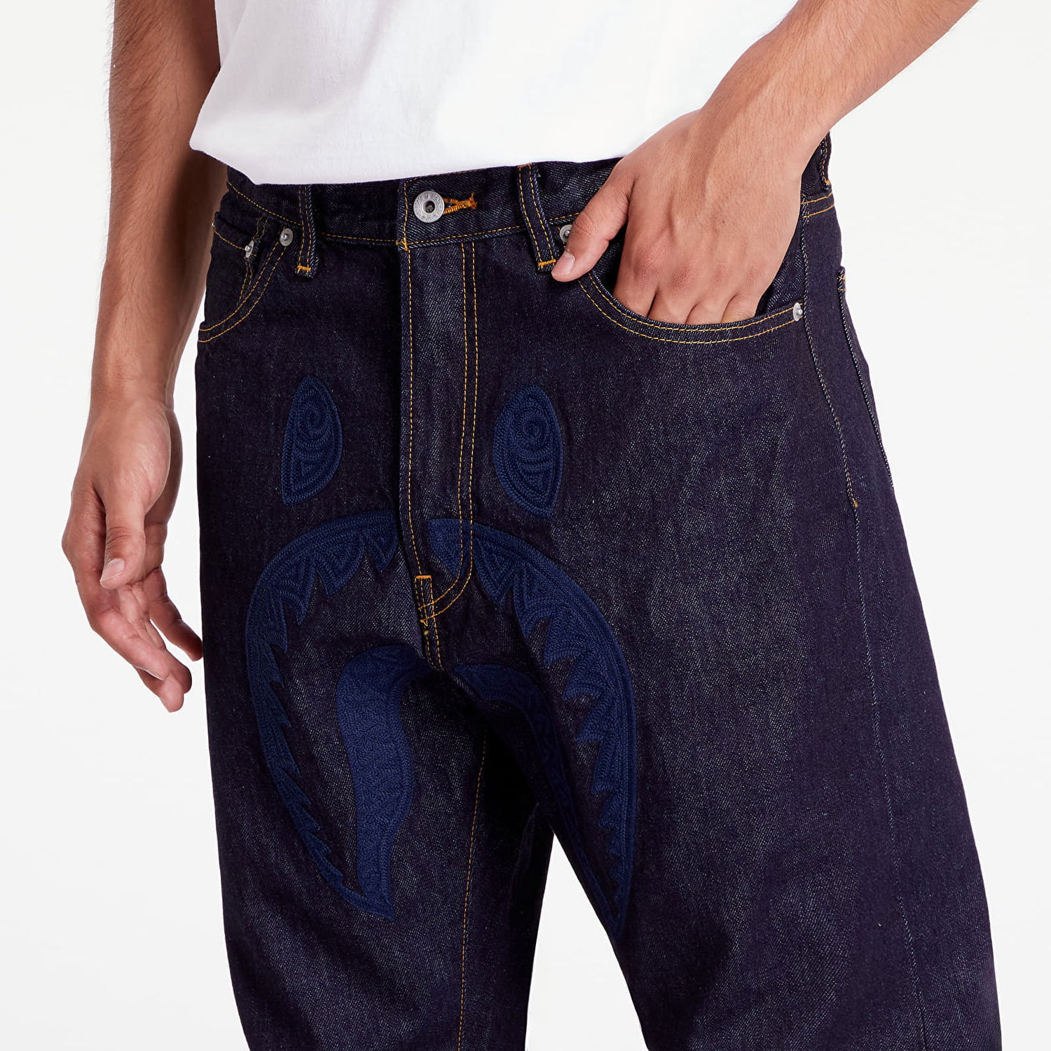 Дънки BAPE A BATHING APE Shark 13 Oz Denim Pants Indigo Тъмно синьо | 001DPK801004M ING, 1