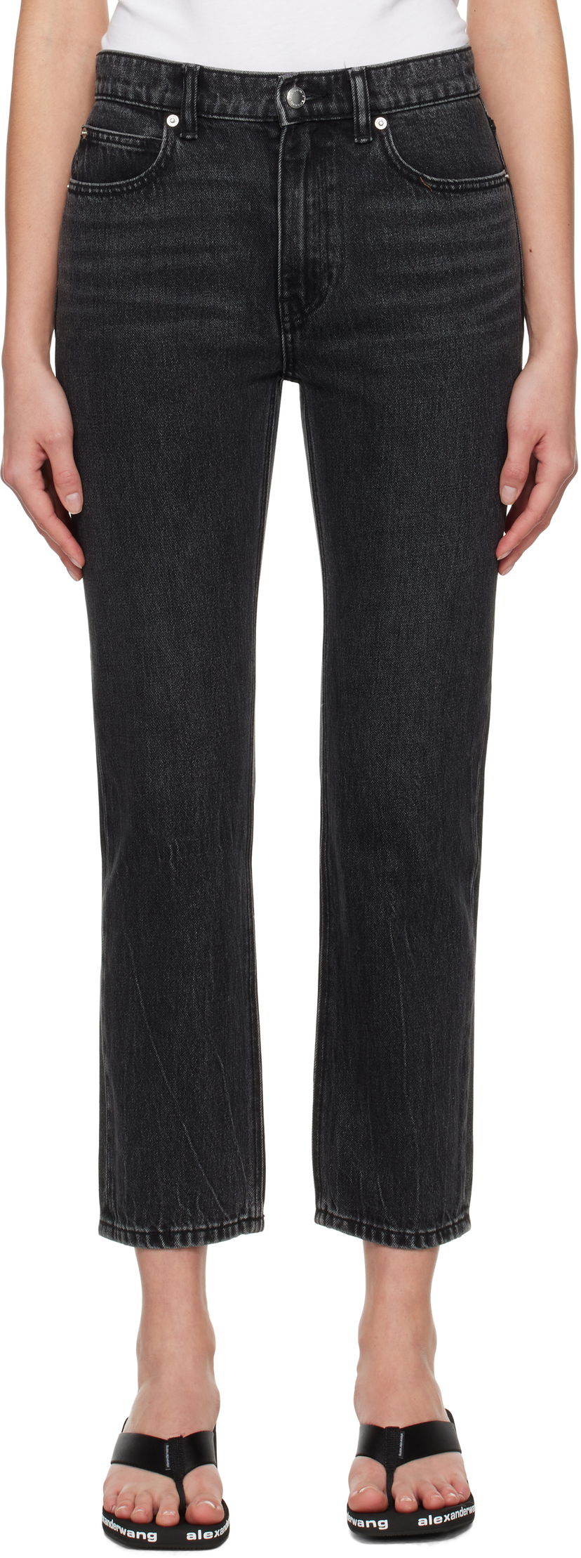 Дънки Alexander Wang OG High-Rise Stovepipe Jeans Черно | 4DC1254607