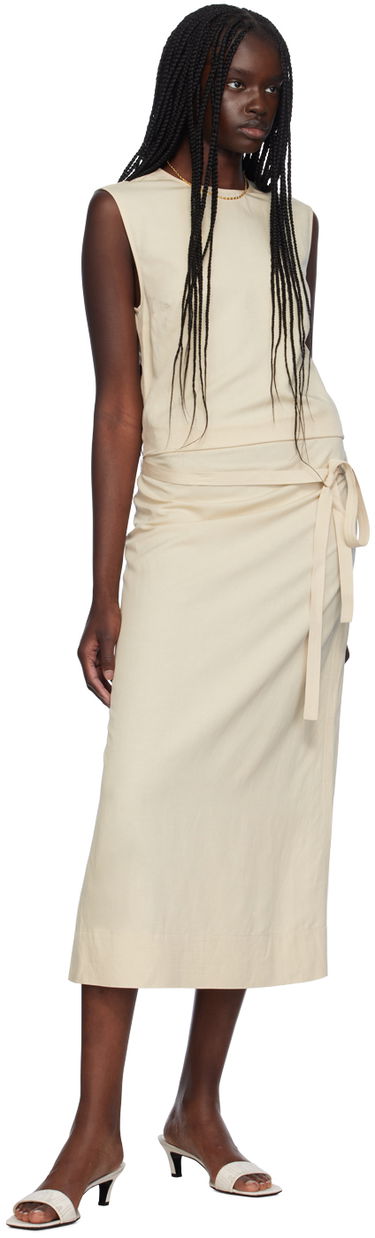 Pокля TOTEME TOTEME Fluid Tie-Waist Maxi Dress Бежово | 243-WRD0124-FB0193, 3