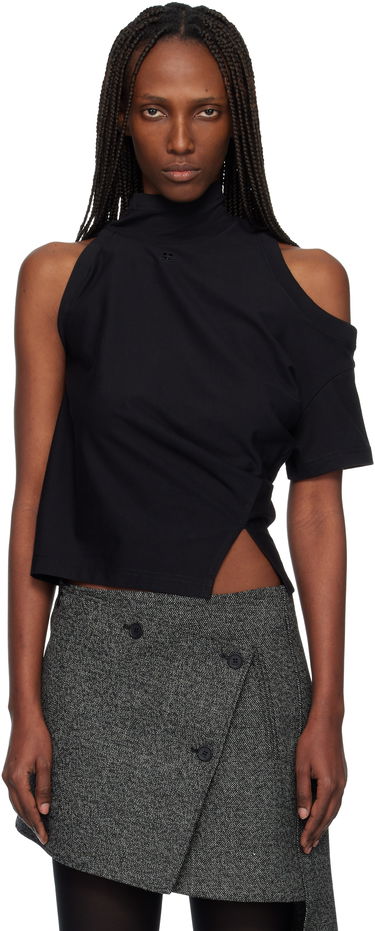 Тениска Courrèges Courrèges Twisted Jersey T-shirt Черно | 425JTS231JS0233, 0