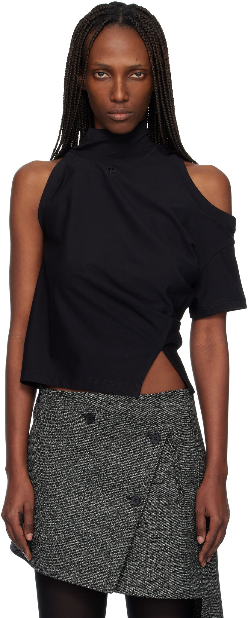 Тениска Courrèges Courrèges Twisted Jersey T-shirt Черно | 425JTS231JS0233