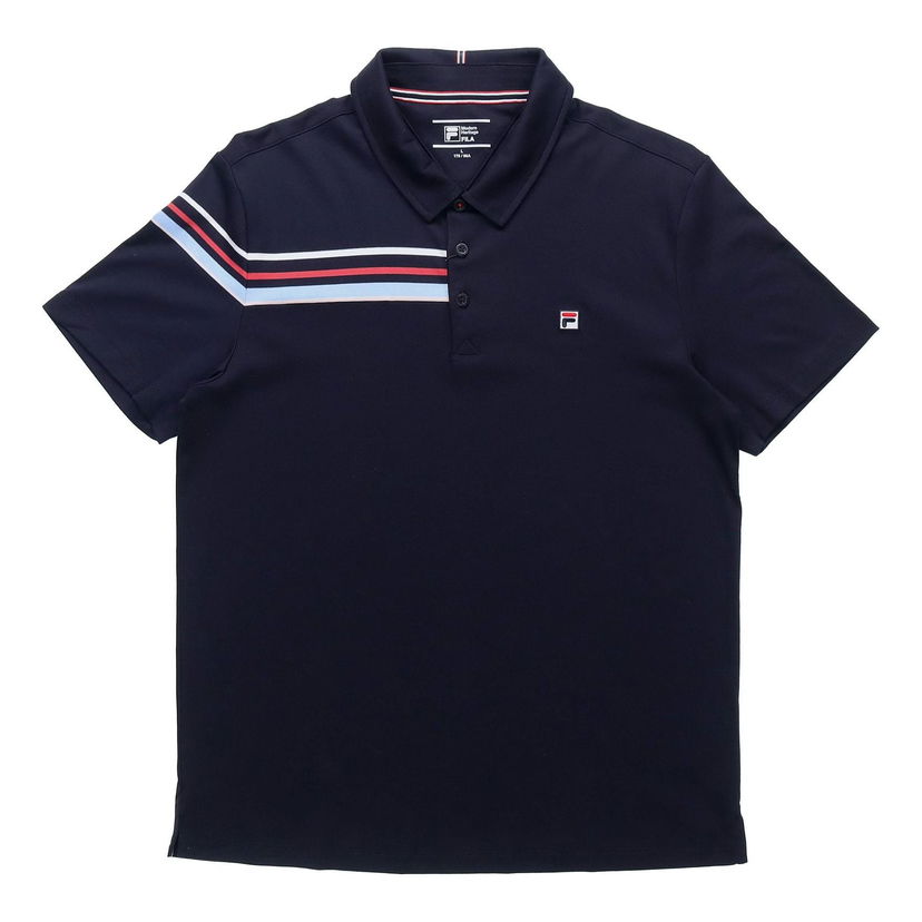 Поло тениска FILA Contrast Stripes Casual Polo Shirt Тъмно синьо | F11M121114F-NV