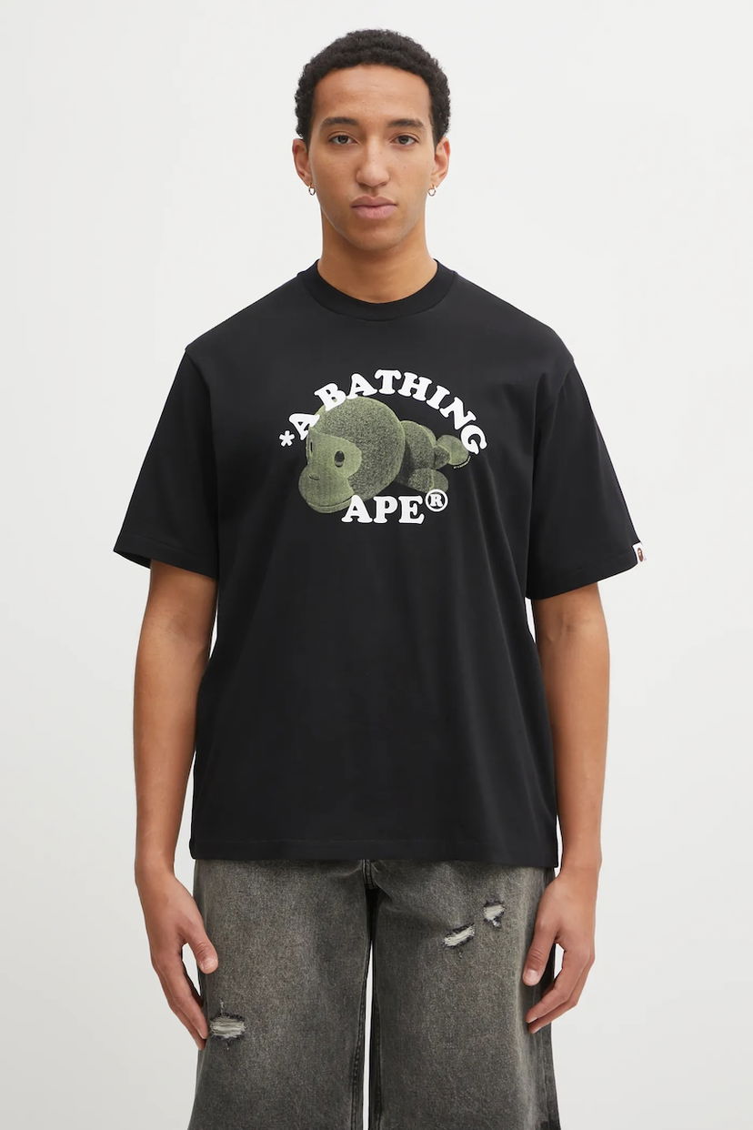 Тениска BAPE Milo College Relaxed T-shirt with print Черно | 2L30110302