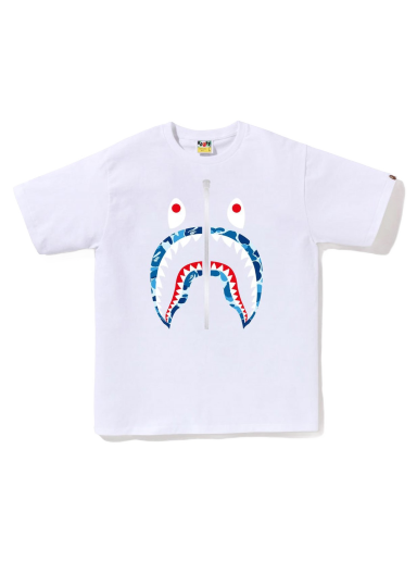 Тениска BAPE ABC Camo Shark Silver Zip Tee Бяло | 1J30-110-007