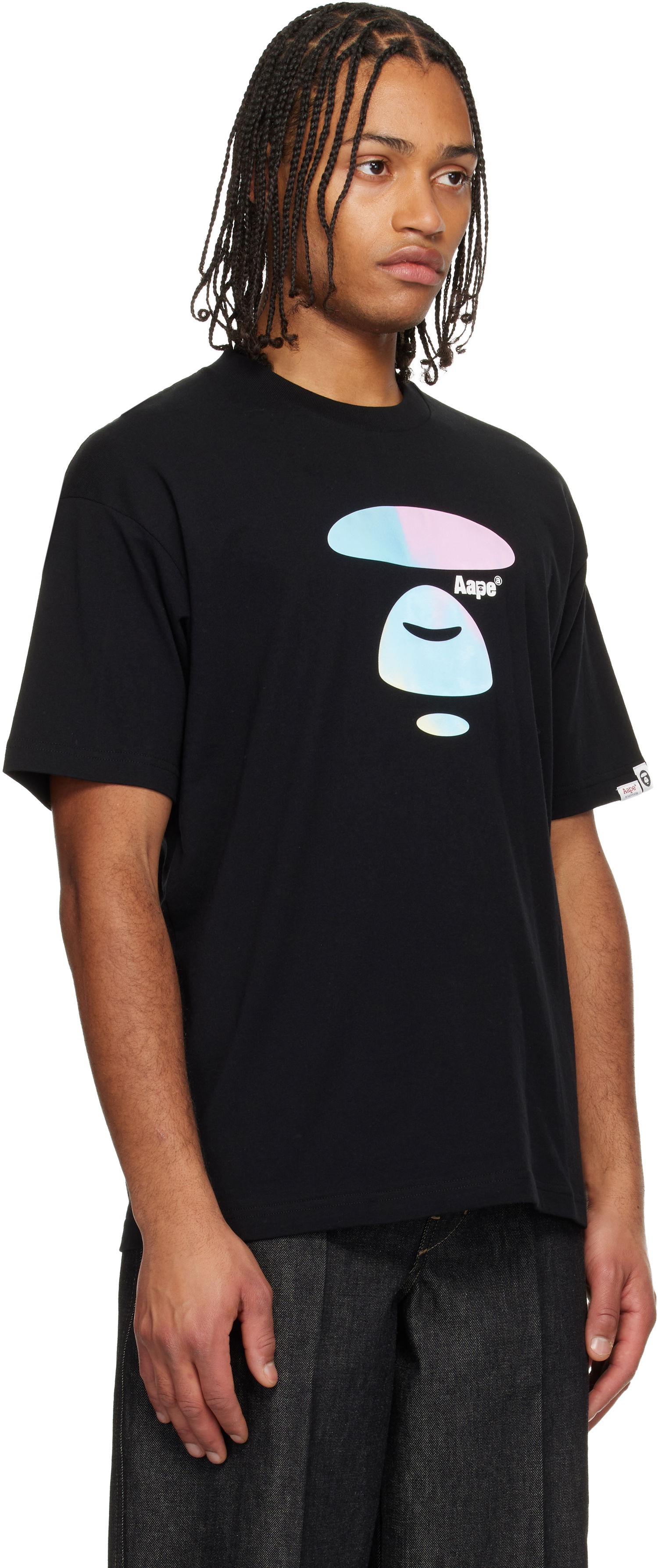 Тениска AAPE by A Bathing Ape Moonface Graphic Crewneck T-Shirt Черно | AAPTEM1642XXNBKX, 1