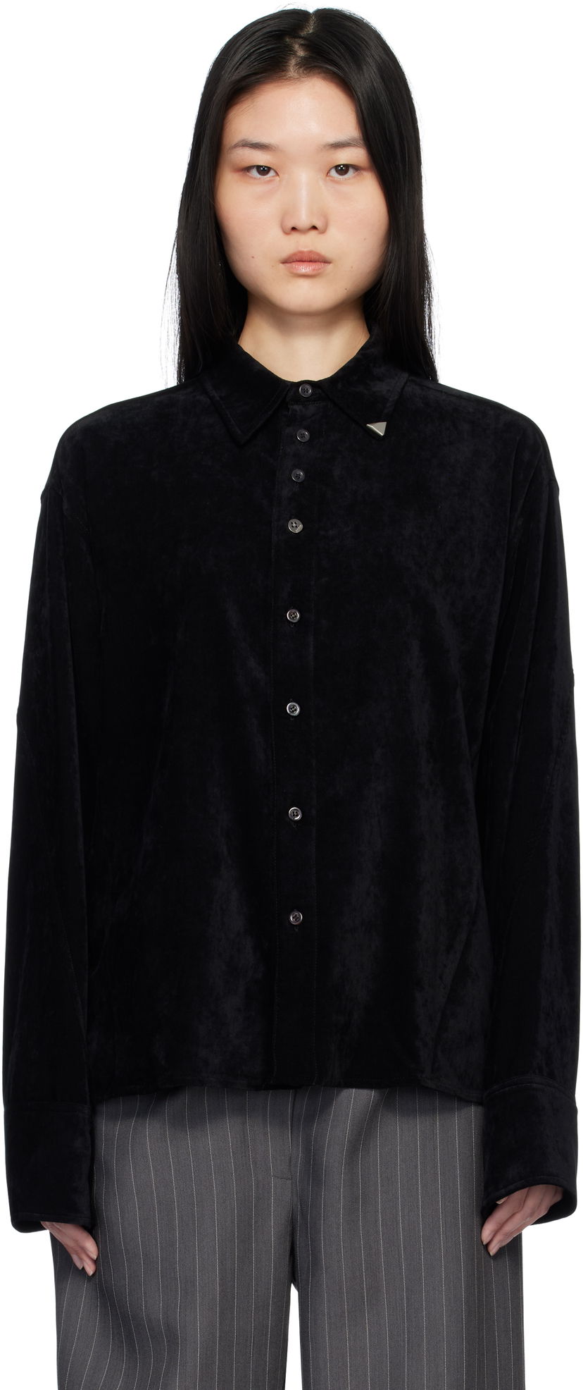 Риза ADER ERROR Velvet Shirt Черно | BN01FWSH0108BK