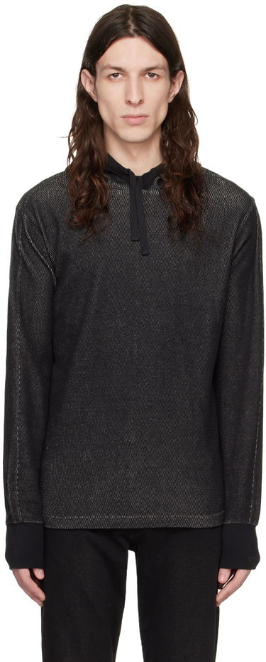 Суитчър rag & bone Collin Textured Knit Hoodie Черно | MBC22HT024JQ24, 0