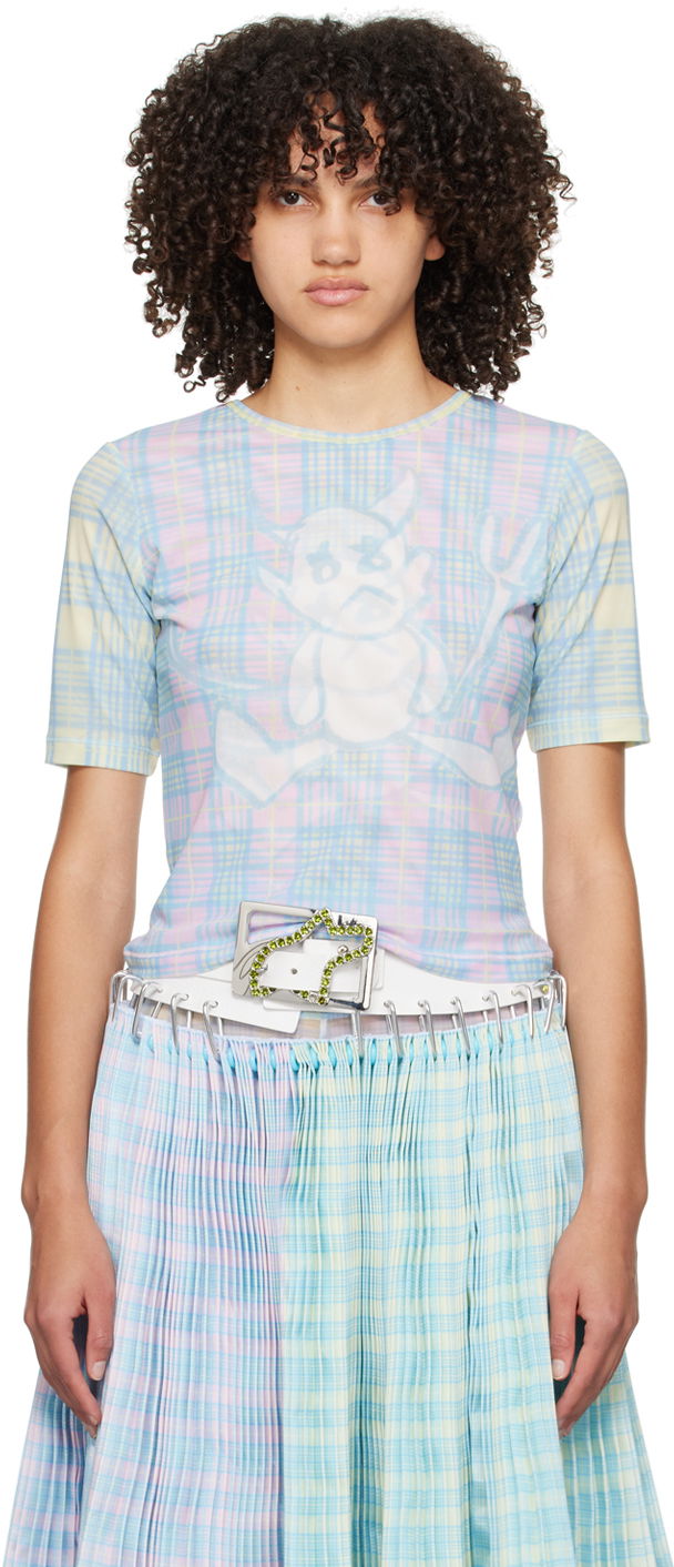 Тениска Chopova Lowena Chopova Lowena Devil Print Plaid T-Shirt Синьо | 2239, 0