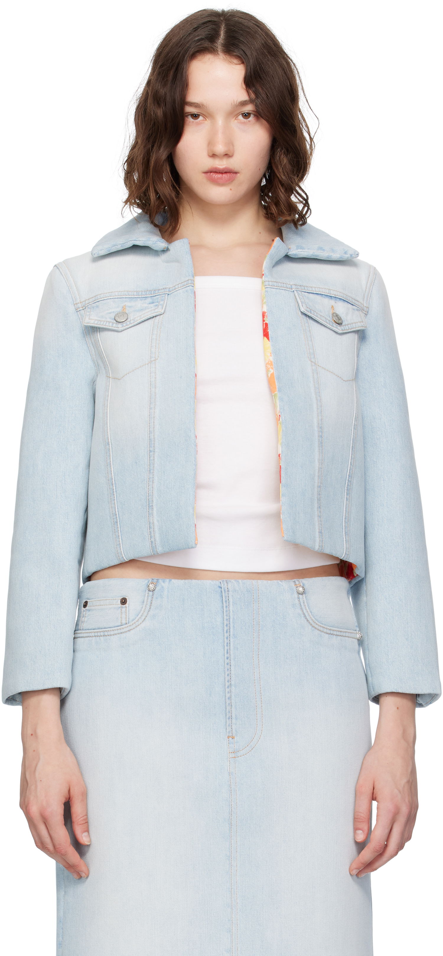Яке Acne Studios Acne Studios Padded Cropped Denim Jacket Синьо | A90642-, 0