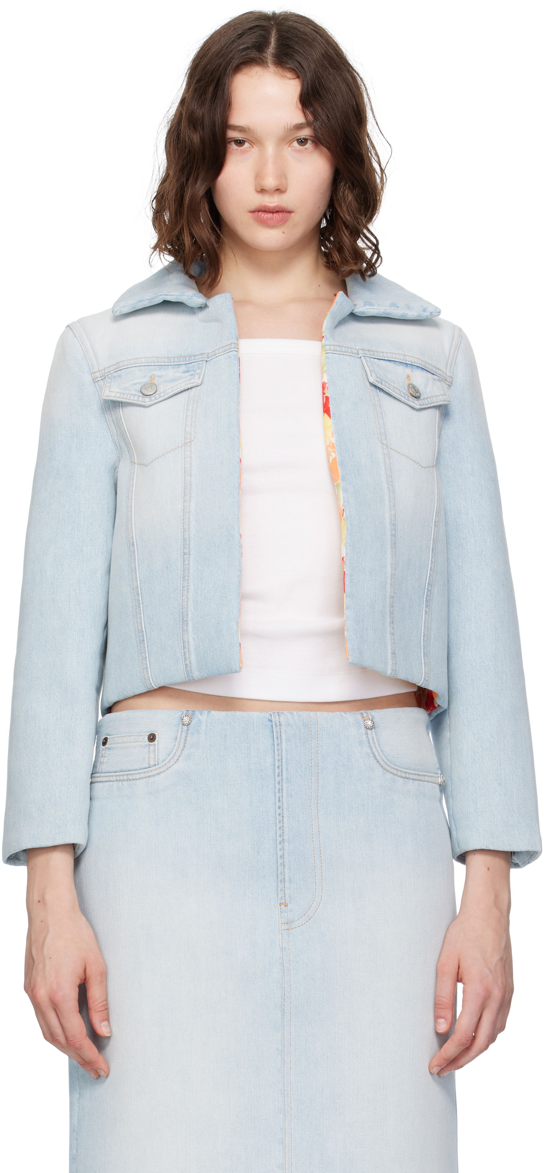 Acne Studios Padded Cropped Denim Jacket, 0