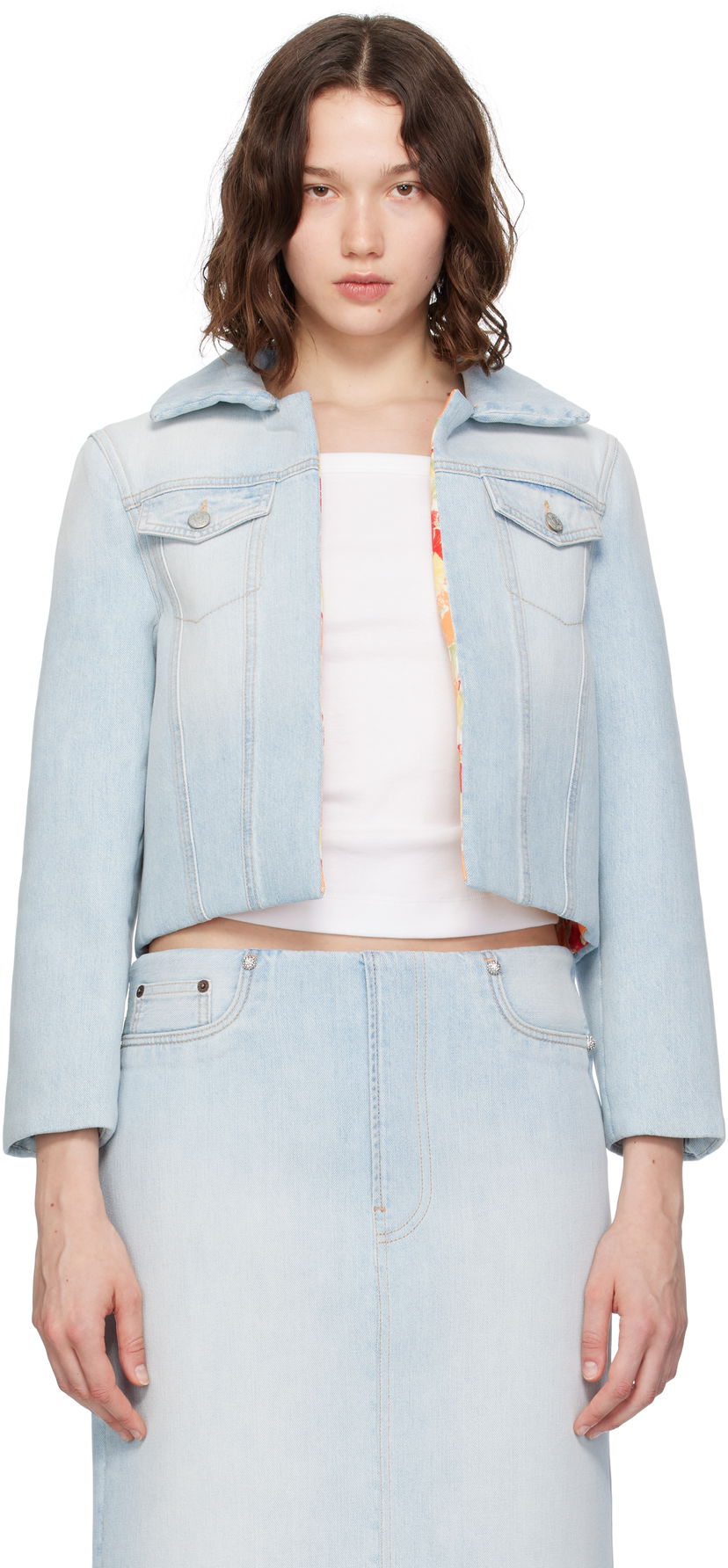 Яке Acne Studios Acne Studios Padded Cropped Denim Jacket Синьо | A90642-
