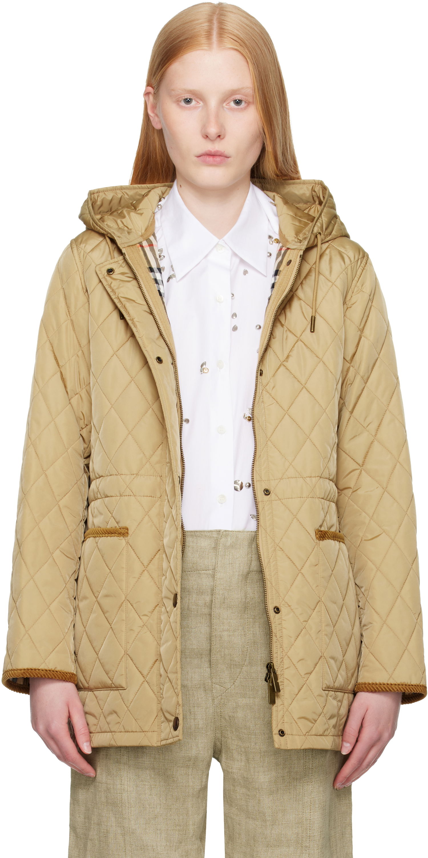 Пухо яке Burberry Burberry Quilted Hooded Jacket Бежово | 8113841, 0