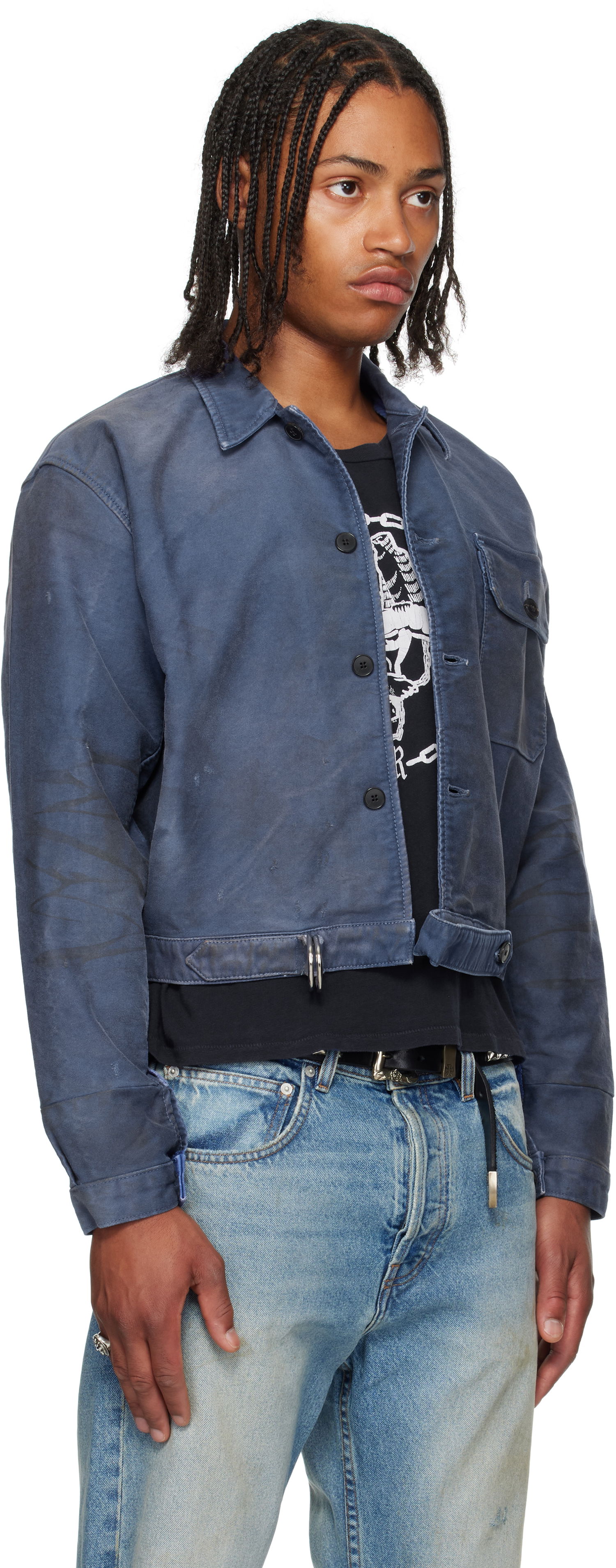Яке Enfants Riches Déprimés Enfants Riches Déprimés Denis Cropped Button-Up Jacket Синьо | 030-529, 1
