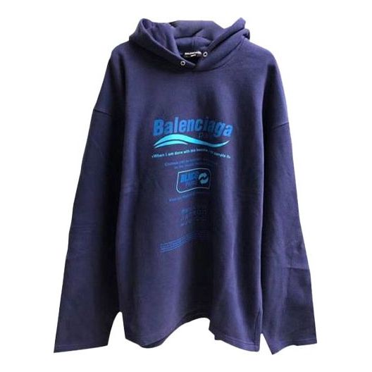 Суитчър Balenciaga Balenciaga Dry Cleaning Logo Hoodie Тъмно синьо | 661711TKVF, 0