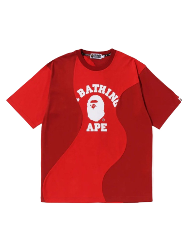 Тениска BAPE Cutting College Relaxed Fit Tee Червено | 1J30-109-011