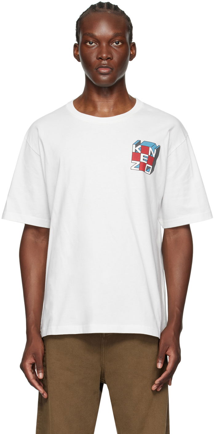 Тениска KENZO White Paris ' Kube' T-Shirt Бяло | FE65TS2874SG, 0