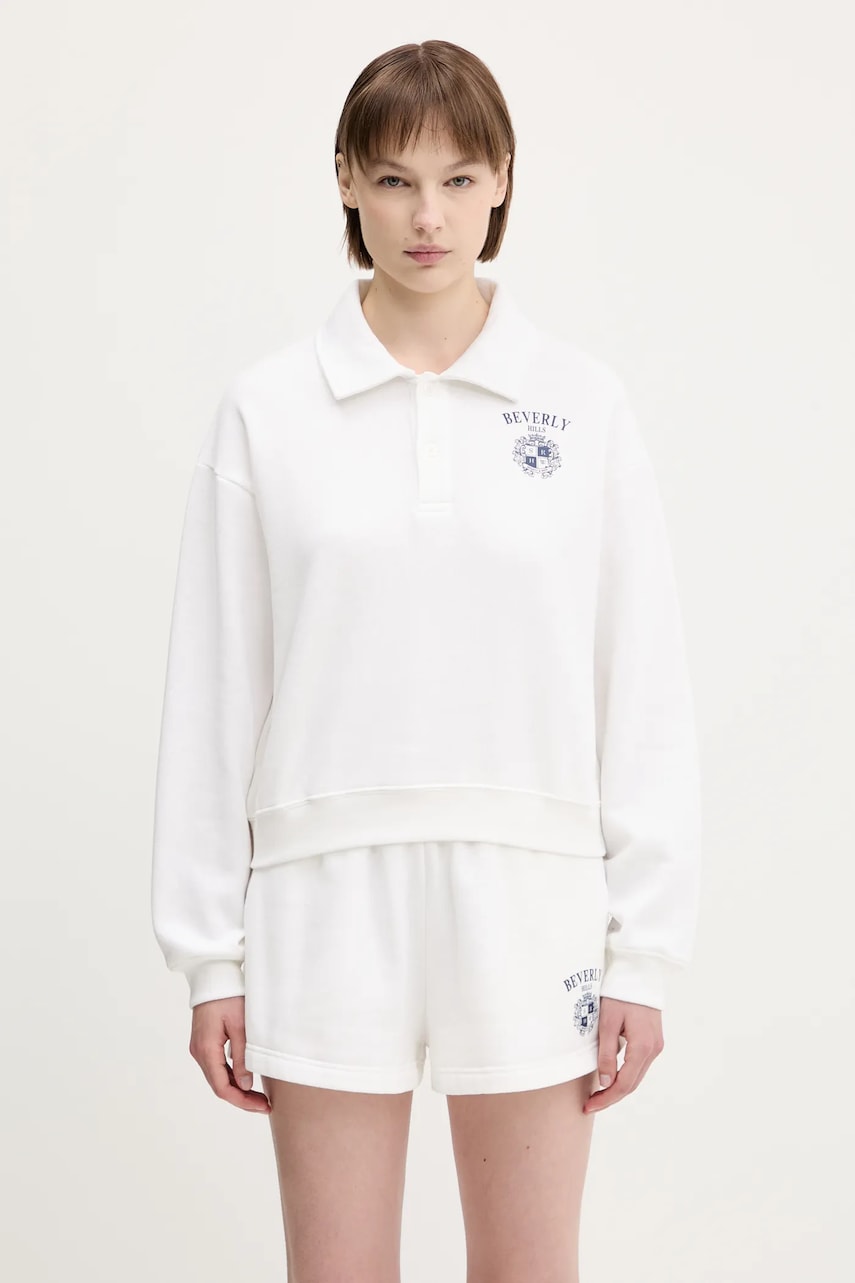 Поло тениска Sporty & Rich Sporty & Rich BH Crest Soft Polo Sweatshirt Бяло | ST086626256WH01, 0