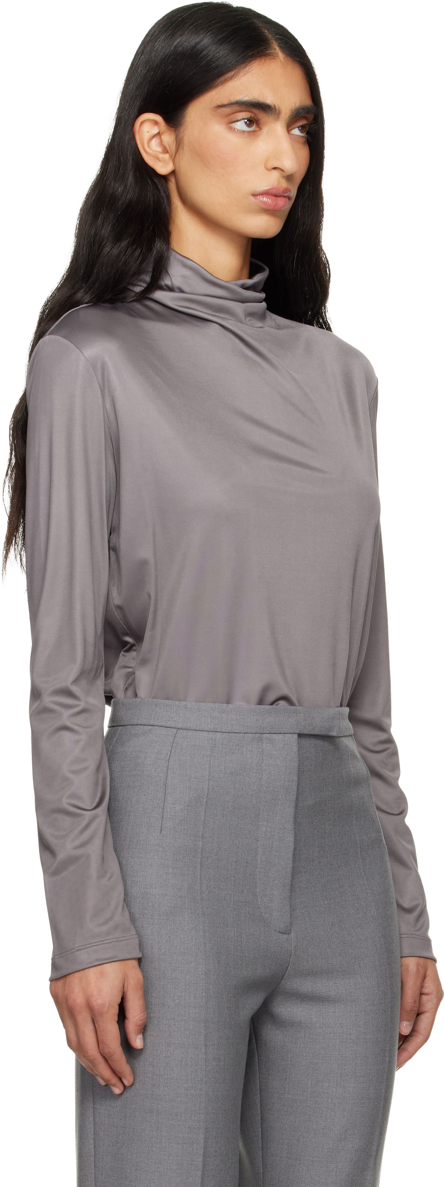 Фланелка Dries Van Noten Dries Van Noten Long-Sleeve Jersey Turtleneck Сиво | 252-011157-2617, 1