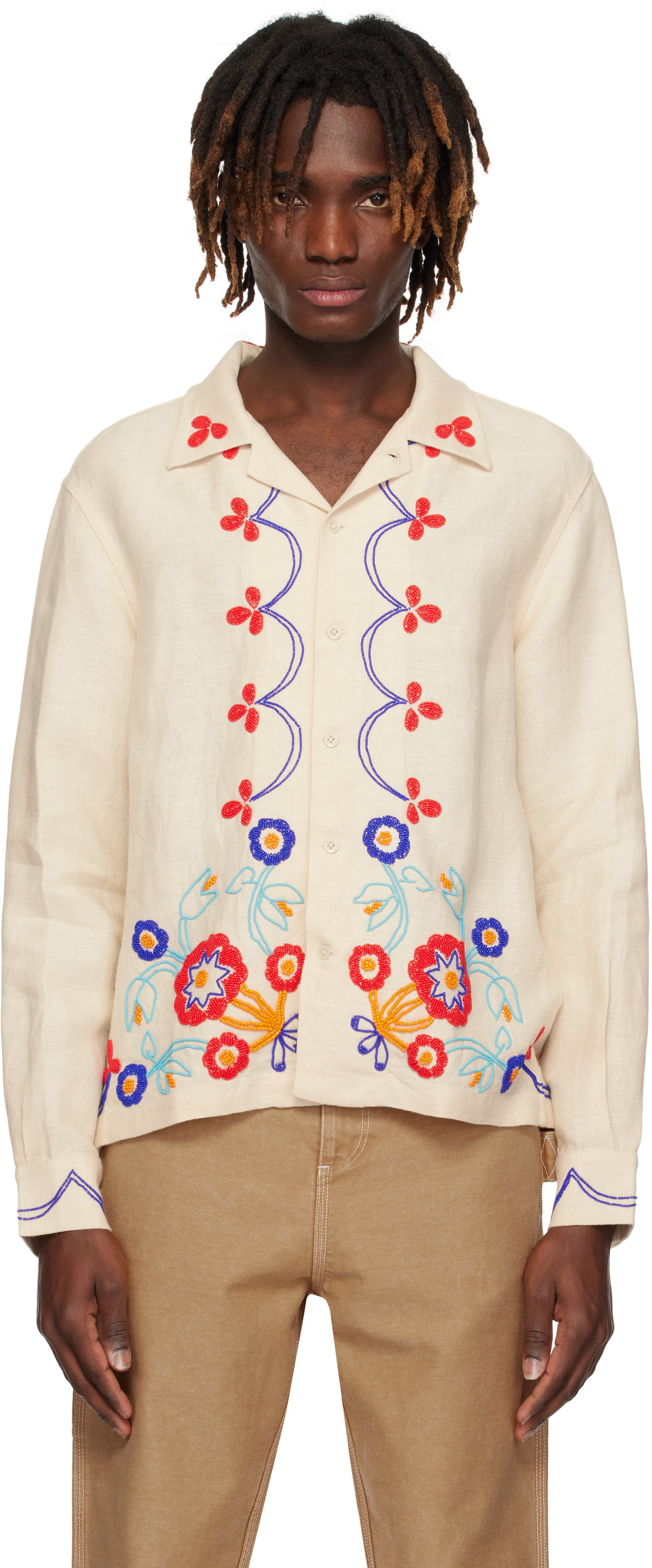 Риза Bode Bode Beaded Garden Party Shirt Бежово | MRS25SH030, 0