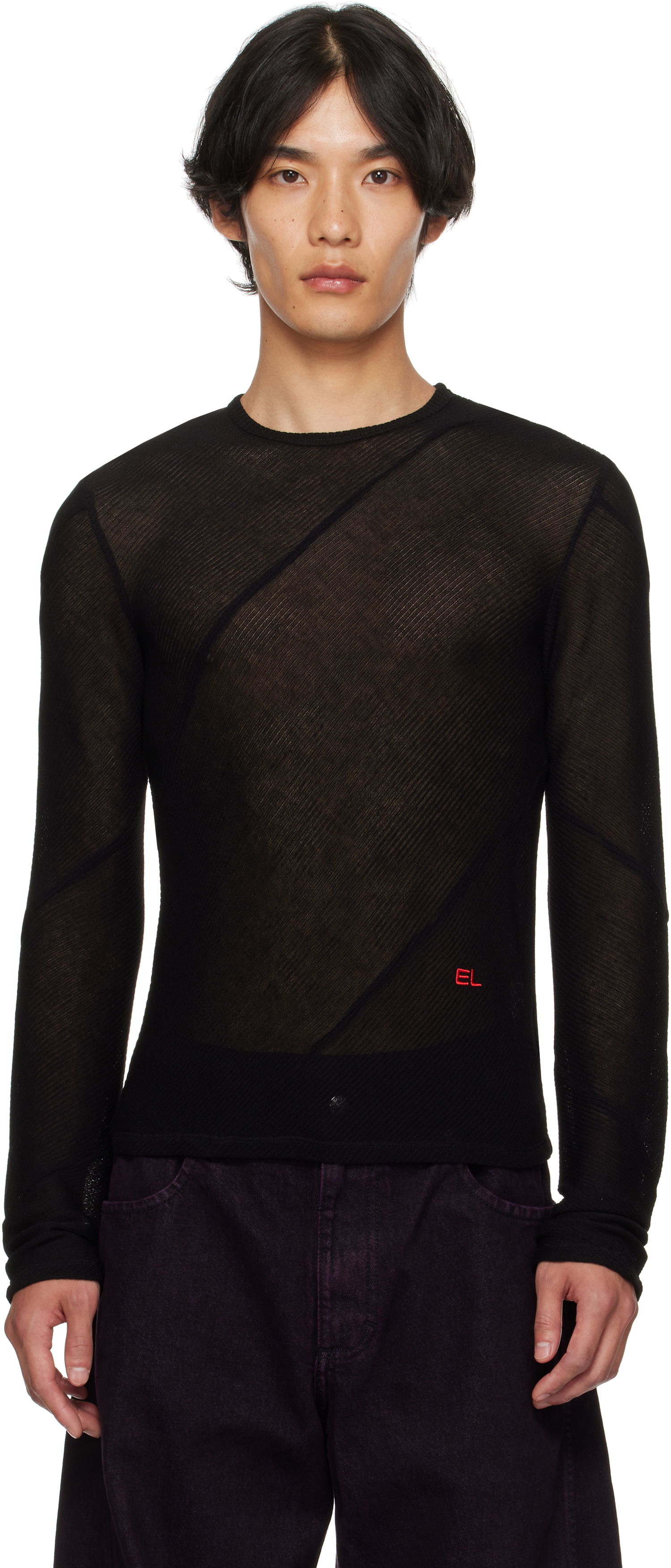 Тениска Eckhaus Latta Eckhaus Latta Spiral Long Sleeve T-Shirt Черно | 1107-EL-PF25-J, 0