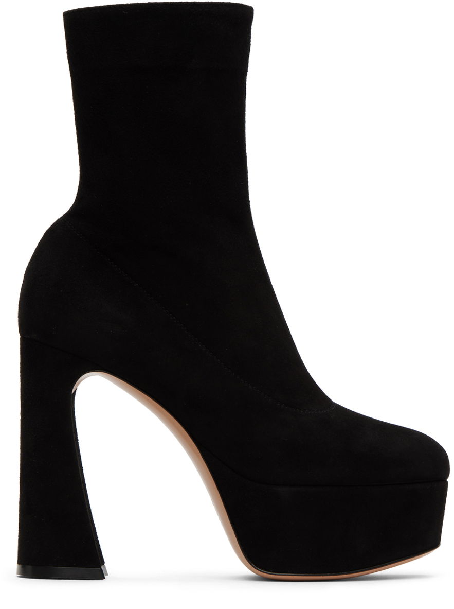 Кецове и обувки Gianvito Rossi Suede Platform Ankle Boots Черно | G73174.70RIC.CAM, 0