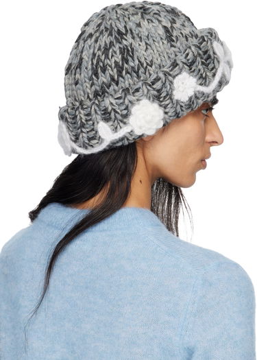 Шапка GANNI GANNI Handknit Wool Beanie with Floral Appliqués Многоцветен | A7308, 2