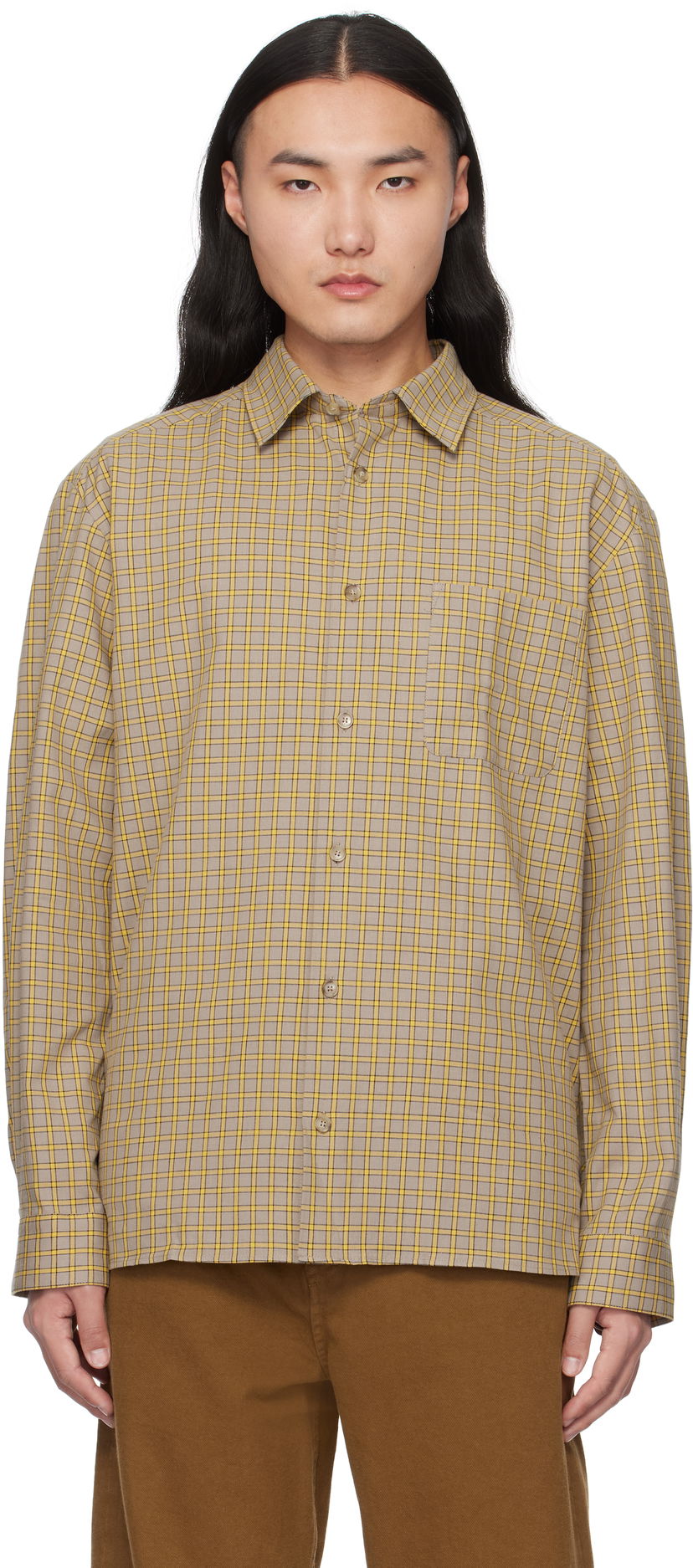 Риза A.P.C. Plaid Relaxed Shirt Бежово | COHFD-H12532