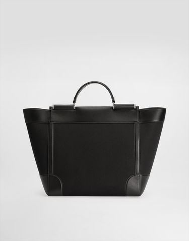 Голяма пазарска чанта Dolce & Gabbana Dolce & Gabbana Calfskin and Panama Tote Bag Черно | BM2448A9C218B956, 2