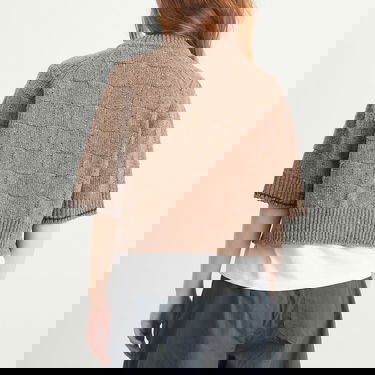 Пуловер YMC Kwai Checkered Knit Button-Front Cardigan Бежово | Q8ZME-TPE, 3