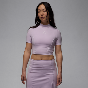 Пола Jordan Jordan Knit Short Sleeve Crop Top Лилаво | HJ0083-530, 0