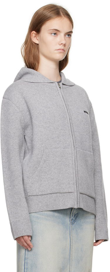 Суитчър We11done We11done Embroidered-Logo Zip-Up Hoodie Сиво | WD-KJ2-24-605-W-GY, 1