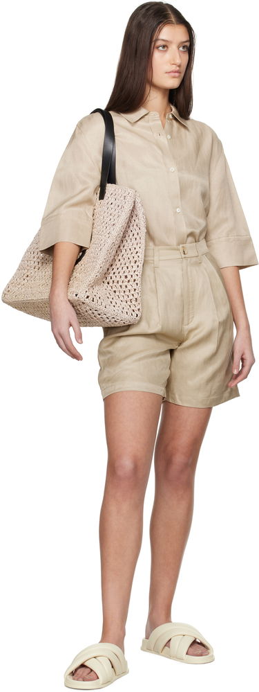 Къси панталони Anine Bing Anine Bing Carrie Pleated Linen Shorts Бежово | A-05-9356-OMA10, 3