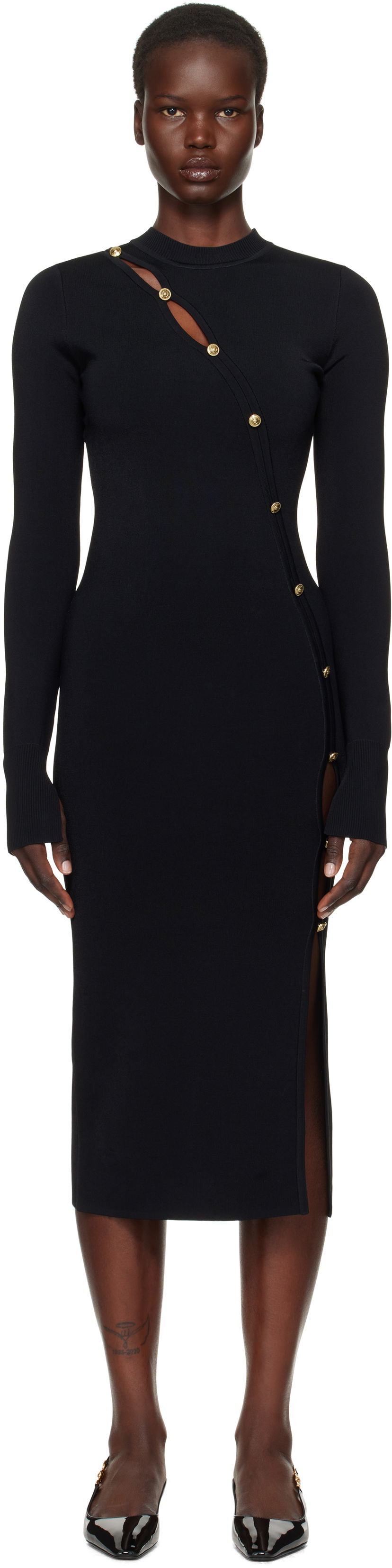 Pокля Versace Cutout Jersey Midi Dress Черно | E77HAOMB3_ECM61H